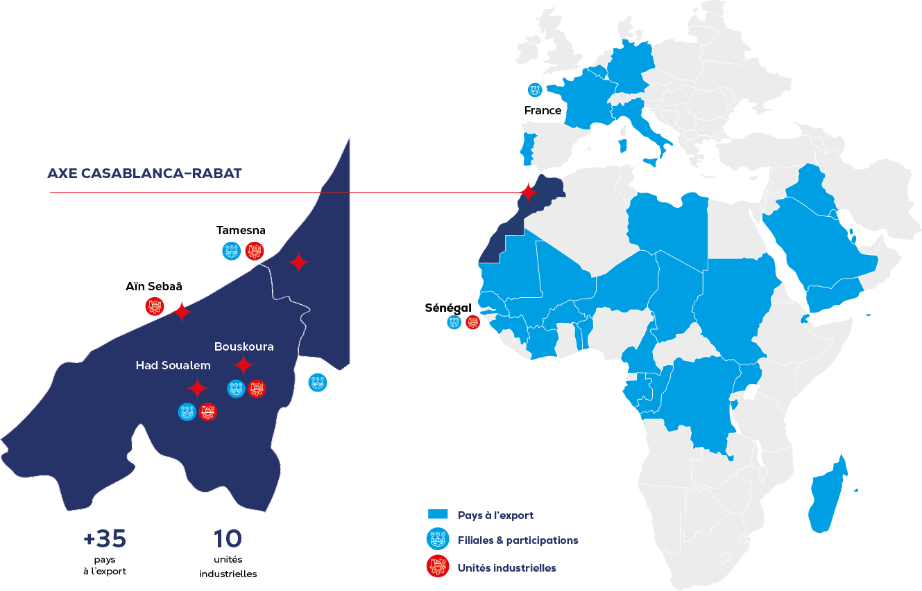 map de nos activités diversifiée et les empreintes régionales